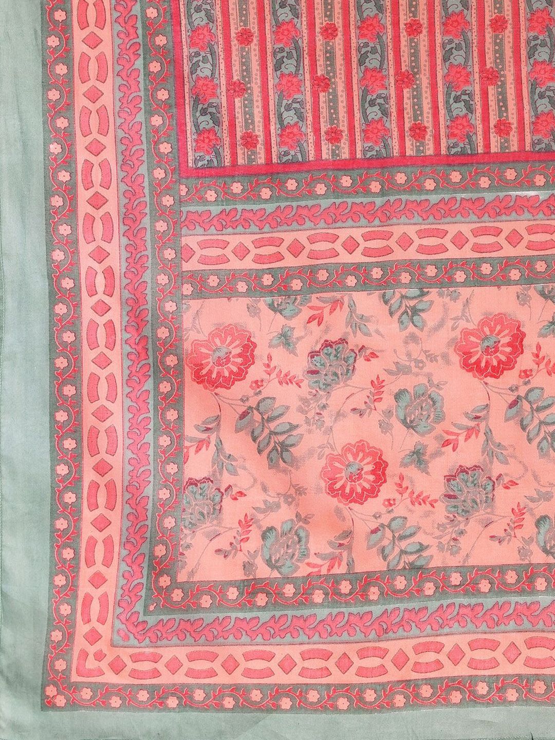 Libas Floral Printed Pure Cotton Kurta with Trousers & Dupatta