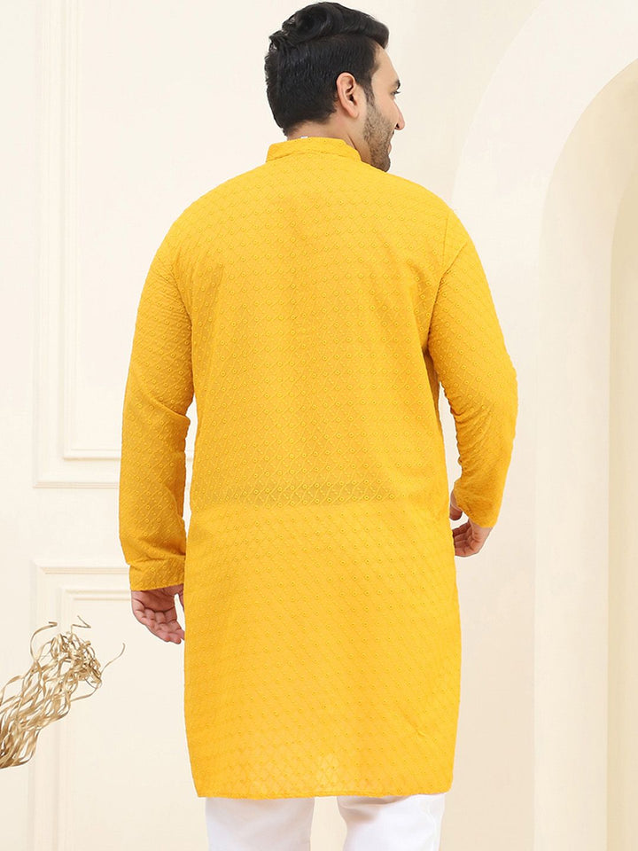 SOJANYA PLUS Floral Embroidered Mandarin Collar Pure Cotton Straight Kurta