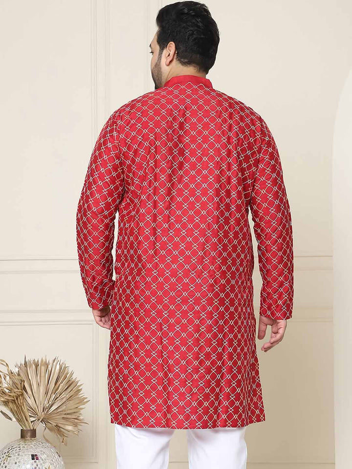 SOJANYA PLUS Geometrik Sulam Band Kolar Kurta Lurus