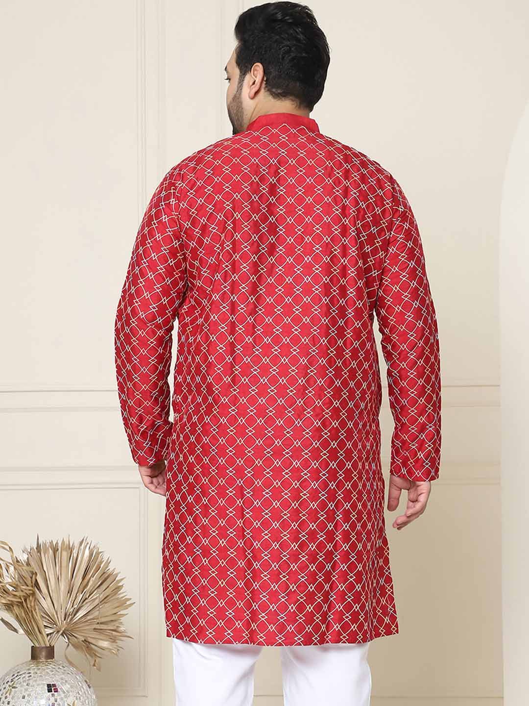 SOJANYA PLUS Geometrik Sulam Band Kolar Kurta Lurus