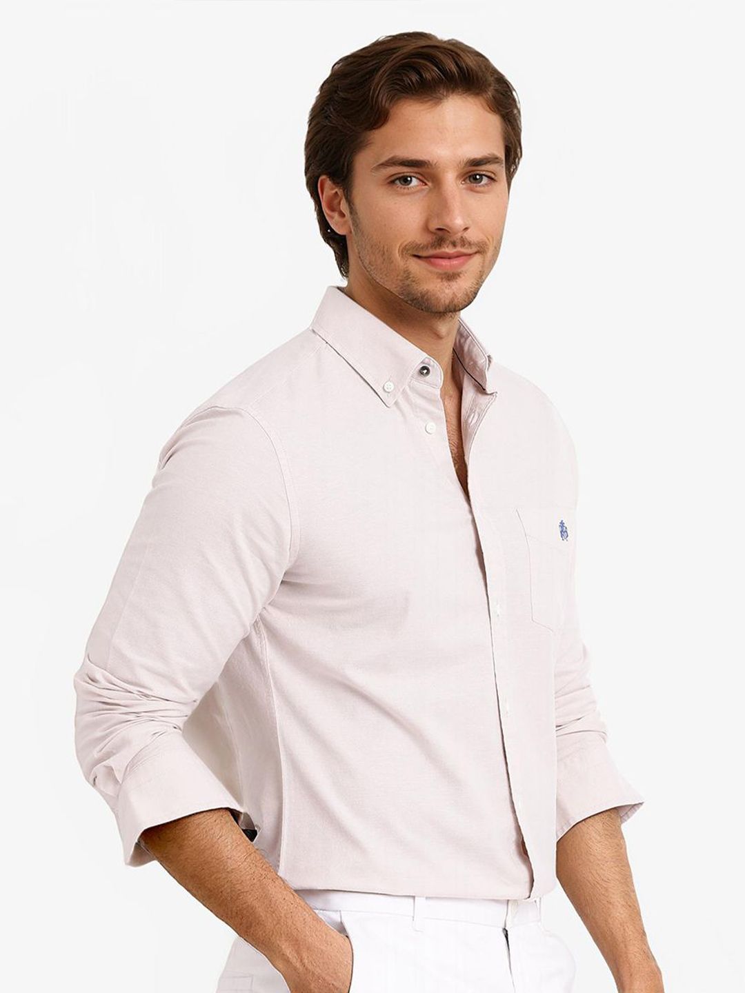 RARE RABBIT Men Comfort Spread Collar Solid Cotton Formal Shirt