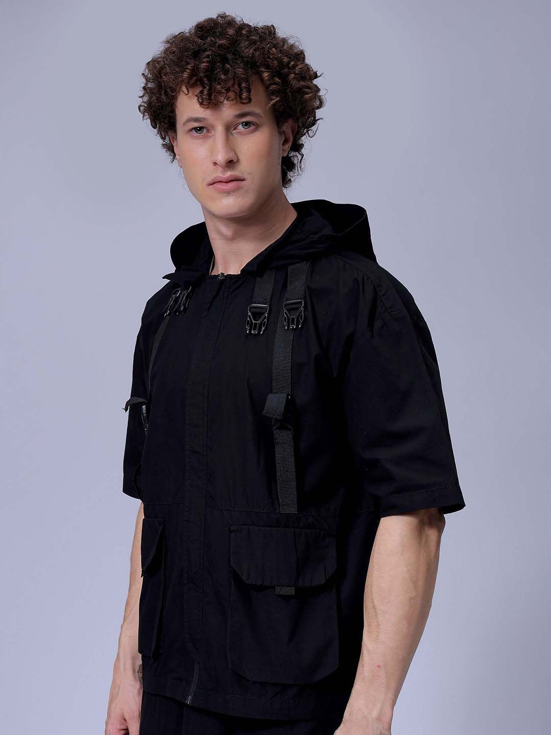 The Indian Garage Co Men Boxy Fit Hood Solid Cotton Casual Shirt