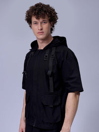 The Indian Garage Co Men Boxy Fit Hood Solid Cotton Casual Shirt