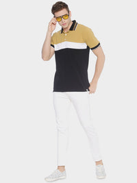 ADRO Men Colourblocked Polo Collar T-shirt