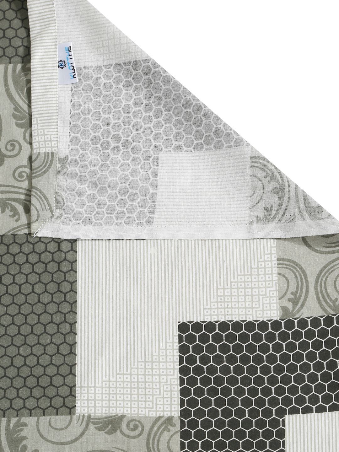 KLOTTHE Grey Geometric Printed Dilengkapi 300 TC Single Cadar Halus Dengan Sarung Bantal