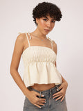 DressBerry Graceful Gathered Peplum Tie-Up Twirl Top
