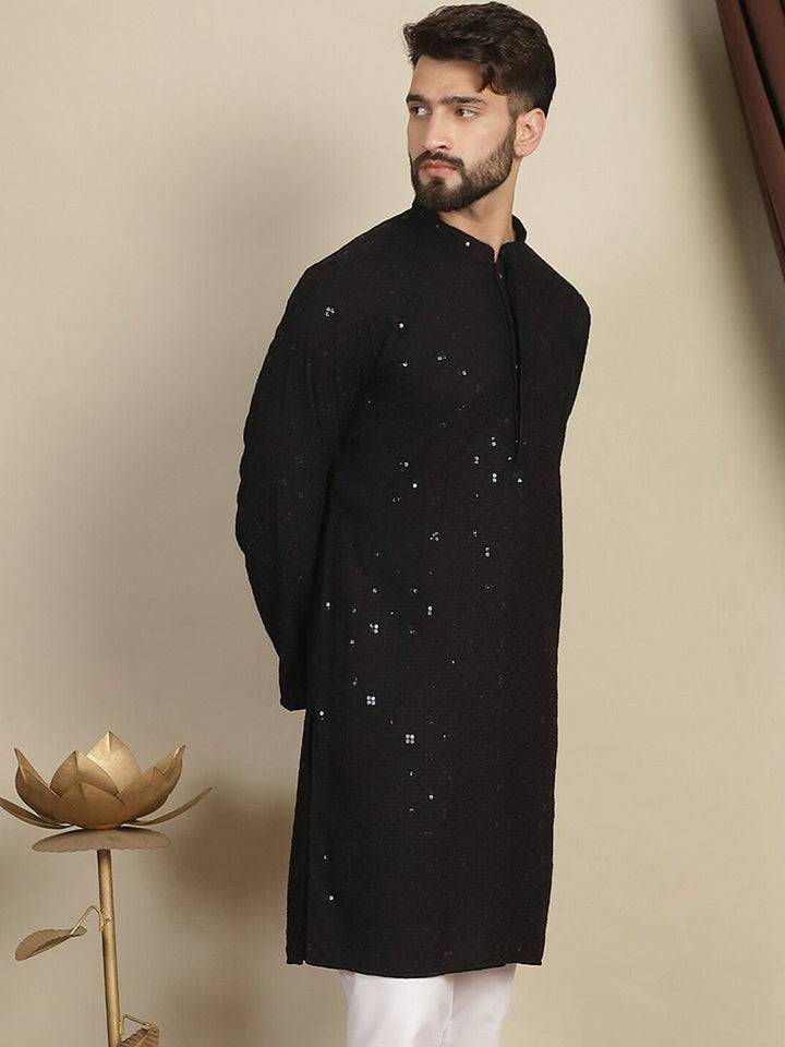 Anouk Ethnic Motifs Sequinned Pure Cotton Straight Kurta