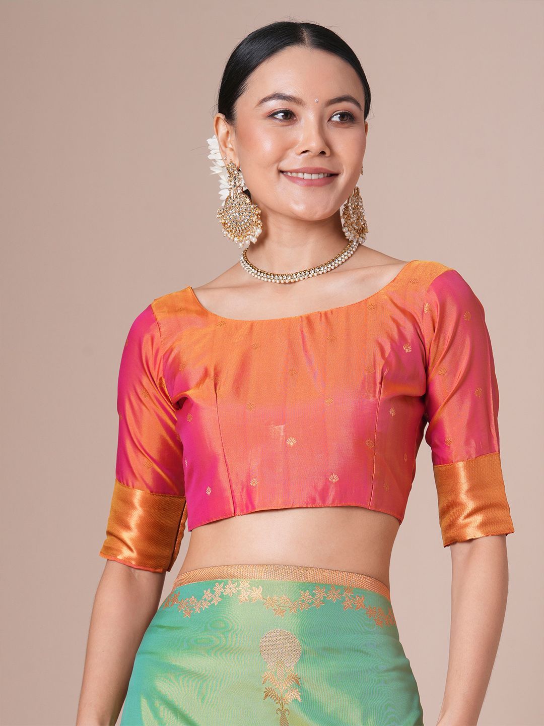 House of pataudi Woven Design Pure Silk Jamdani Saree With Blouse Piece