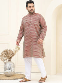 SOJANYA PLUS Ethnic Motifs Woven Design Jacquard Straight Kurta With Pyjama