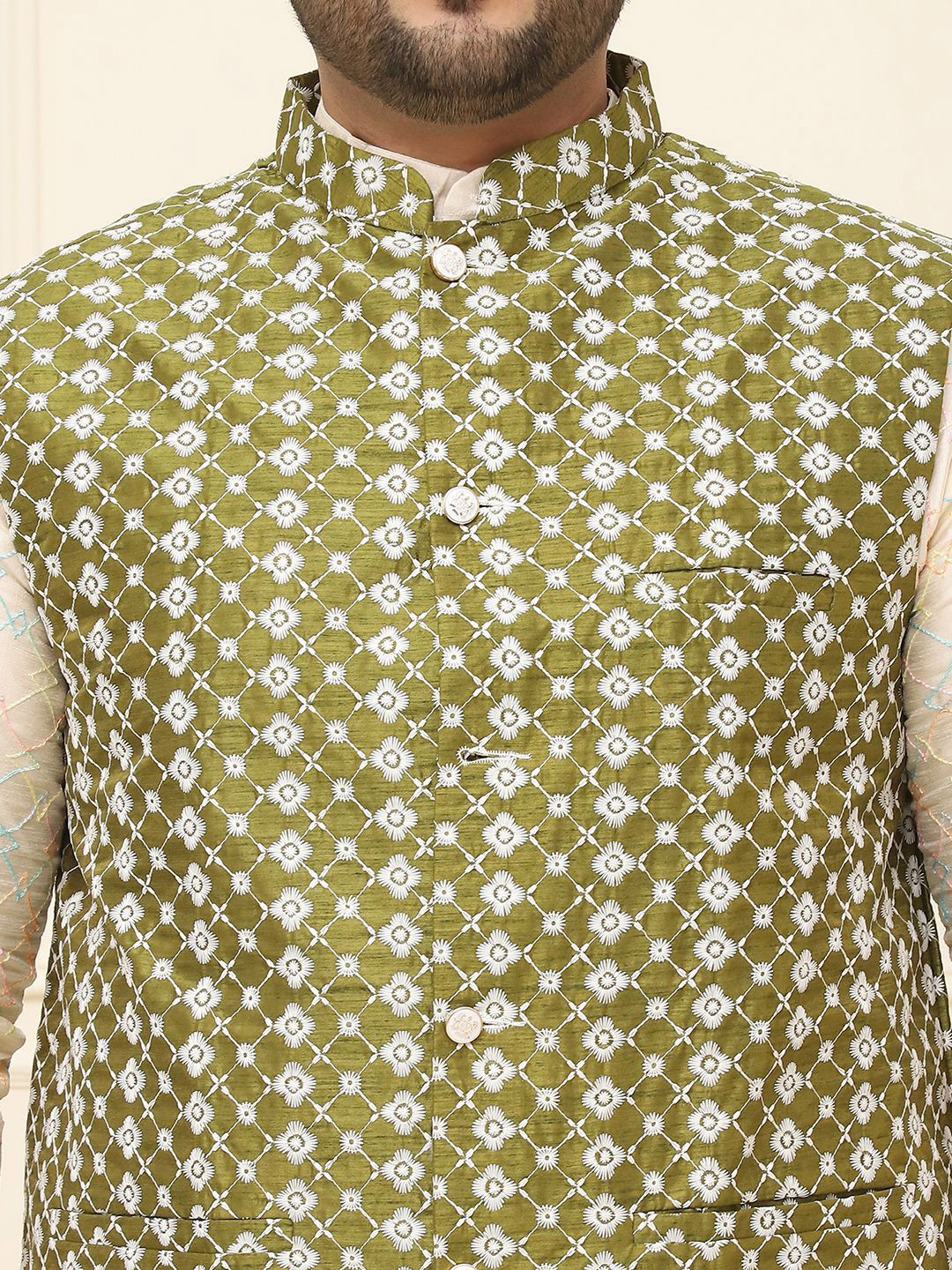 SOJANYA PLUS Jaket Sulam Lelaki Nehru Plus Size