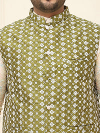 SOJANYA PLUS Jaket Sulam Lelaki Nehru Plus Size