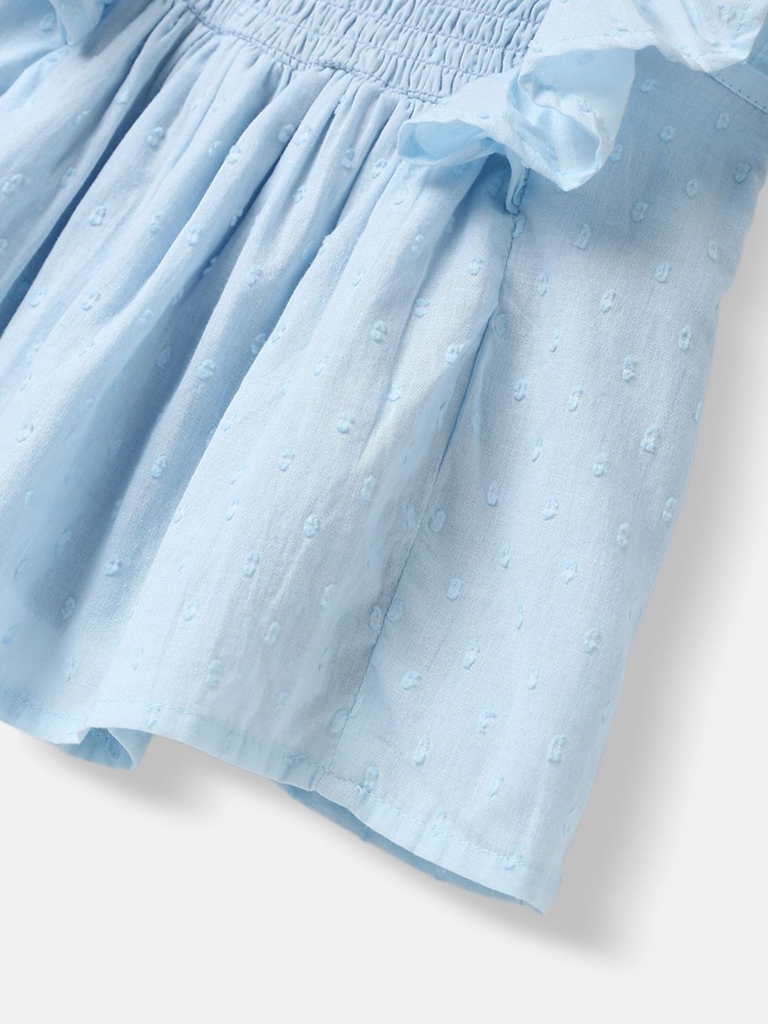 Nauti Nati Girls Cotton Swiss Dot Fabric Flutter Sleeves Shirring Dress