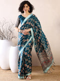 Saree mall modal Ajrak Block Satin Bagru SareesWith Blouse Piece