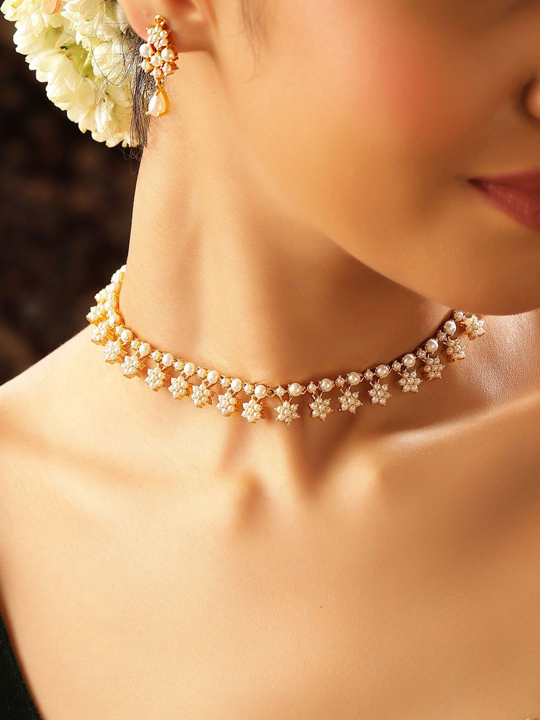 Priyaasi Gold Plated Pearls Beaded Jewellery Set