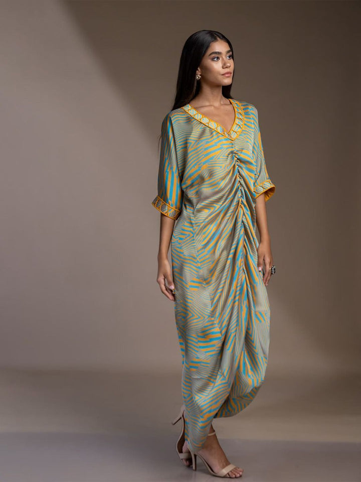 Pakaian Midi Kaftan Mamicha Cetak Georgette