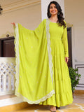 KALINI Women Layered Thread Work Kurta with Pyjamas & With Dupatta