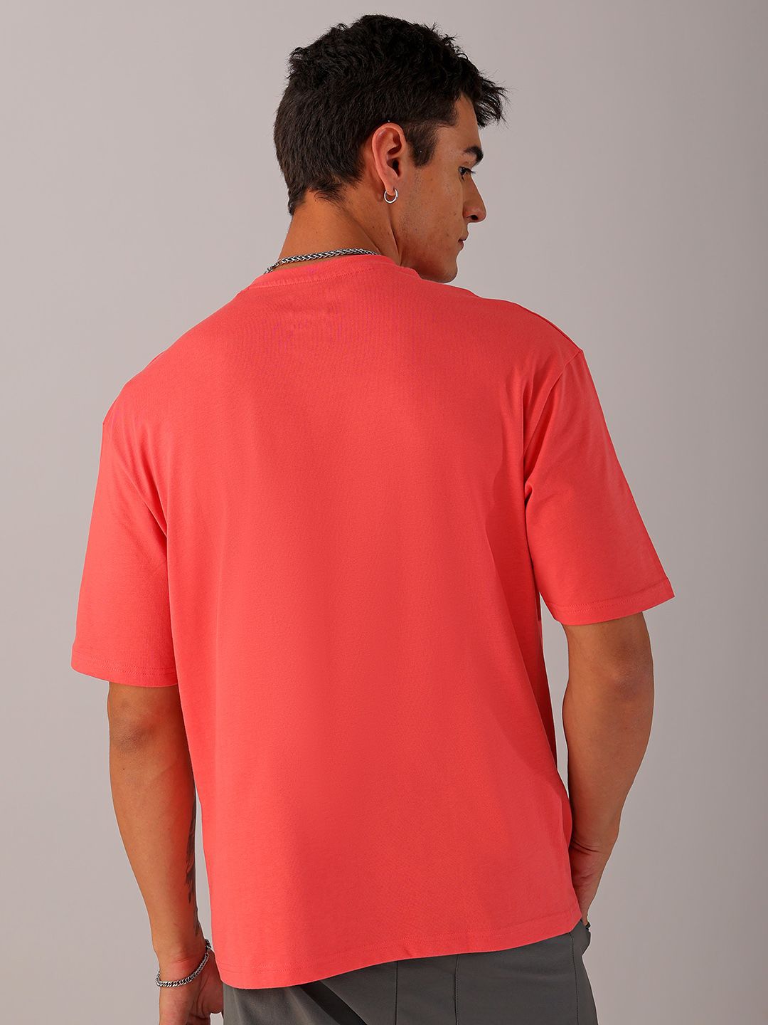 The Indian Garage Co Pure Cotton Typography Printed Boxy Oversized Round Neck T-shirt