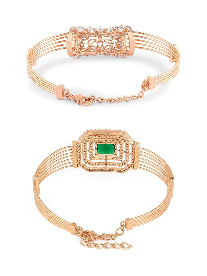 Set Mutiara Zaveri 2 Gelang Kada Cubic Zirconia Bersalut Emas Rose