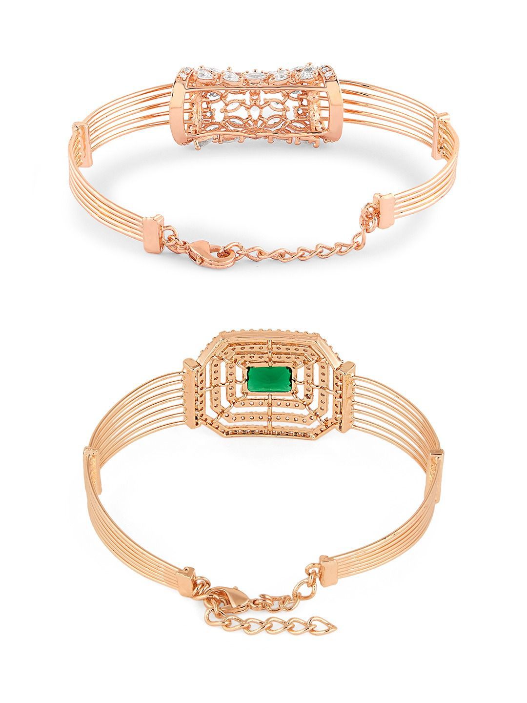 Set Mutiara Zaveri 2 Gelang Kada Cubic Zirconia Bersalut Emas Rose