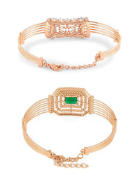 Set Mutiara Zaveri 2 Gelang Kada Cubic Zirconia Bersalut Emas Rose