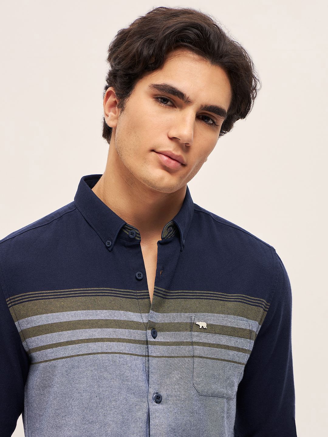 THE BEAR HOUSE Men Slim Fit Striped Cotton Casual Shirt