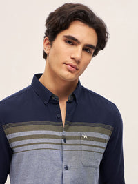 THE BEAR HOUSE Men Slim Fit Striped Cotton Casual Shirt