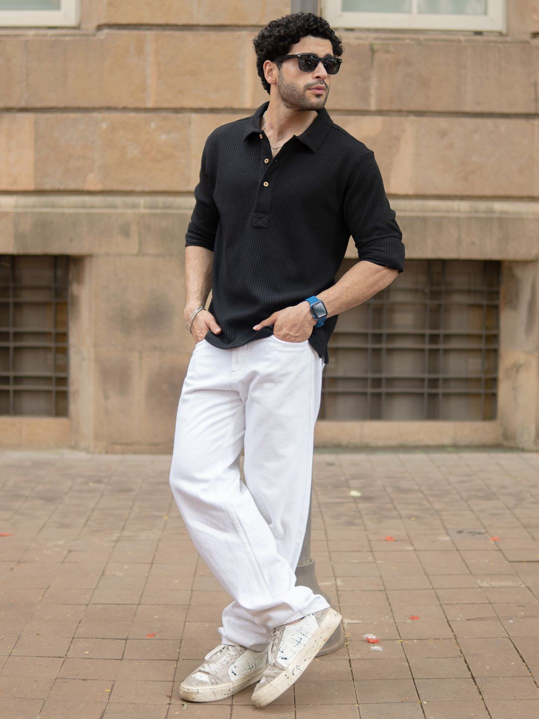 Powerlook Men Textured Spread Collar Casual Shirt