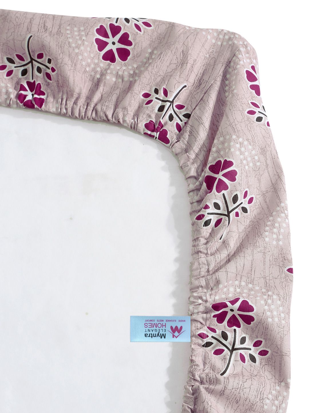 Myntra Elegant Homes Pink Floral 400 TC Set Cadar King Kapas Dipasang 2.50 m x 2.25 m