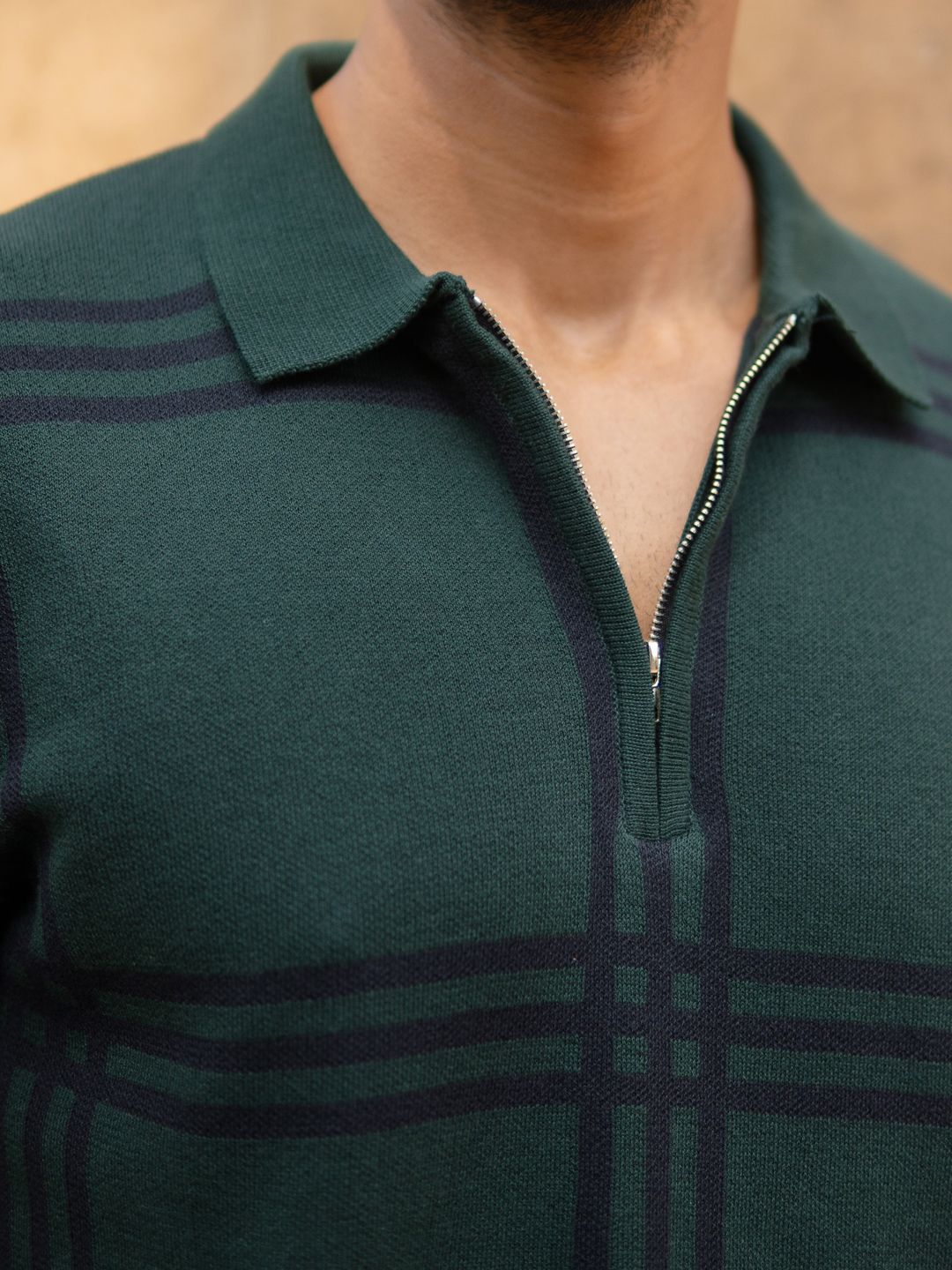 Powerlook Men Checked Polo Collar T-shirt