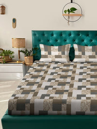Myntra Elegant Homes Berwarna-warni & Hitam Geometrik 400 TC Cadar King dengan 2 Sarung Bantal