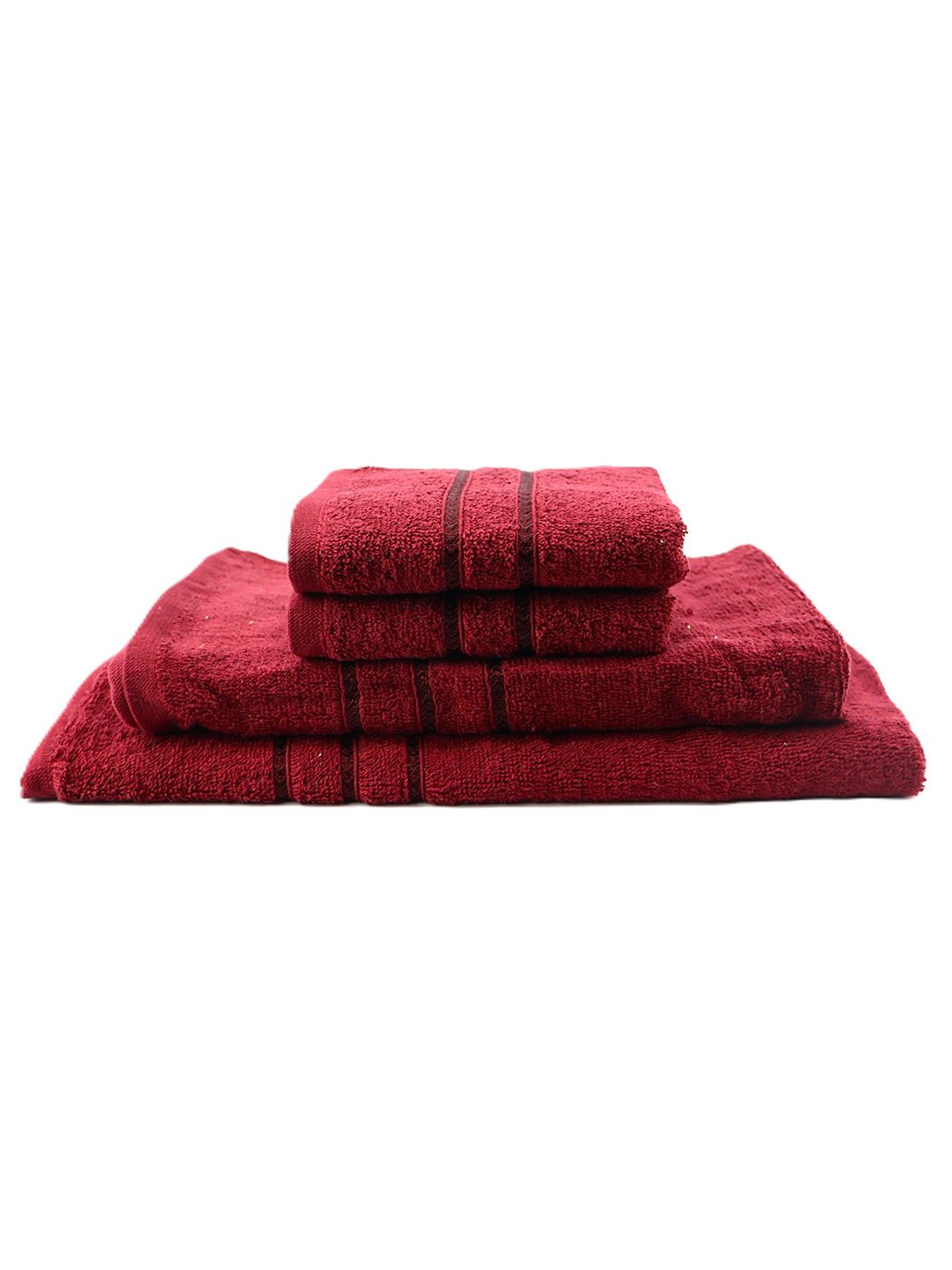 BOMBAY DYEING Maroon 4 Piece Cotton 400 GSM Towel Set