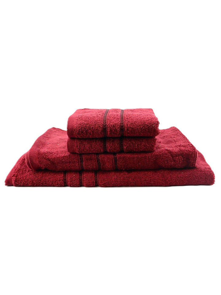 BOMBAY DYEING Maroon 4 Piece Cotton 400 GSM Towel Set