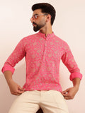 Anouk Men Floral Printed Mandarin Collar Kurta