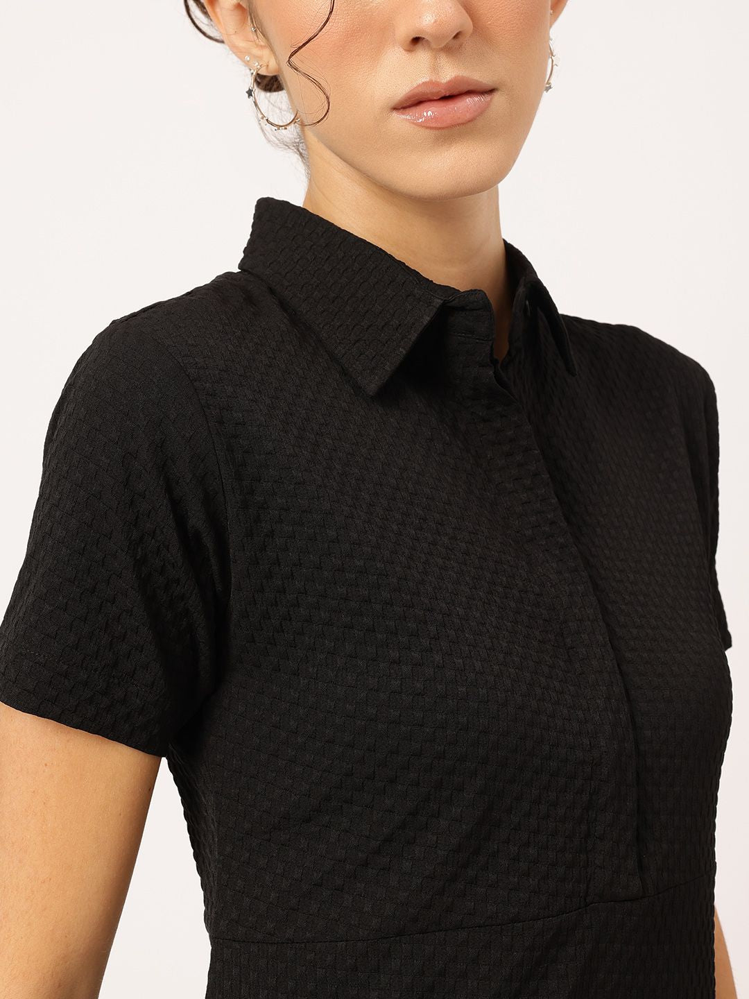 DressBerry Eclectic Edge Textured Mini T-shirt Dress