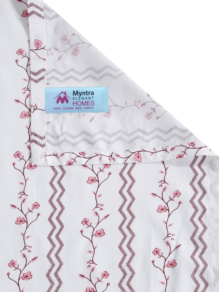 Myntra Elegant Homes White Floral 400 TC Super King Double Bedsheet with 2 Pillow Covers