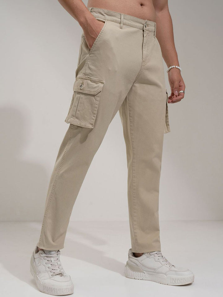 HIGHLANDER Men Comfort Regular Fit Cotton Cargos Trousers