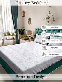 Myntra Elegant Homes White Floral 400 TC Bedsheet with 2 Pillow Covers