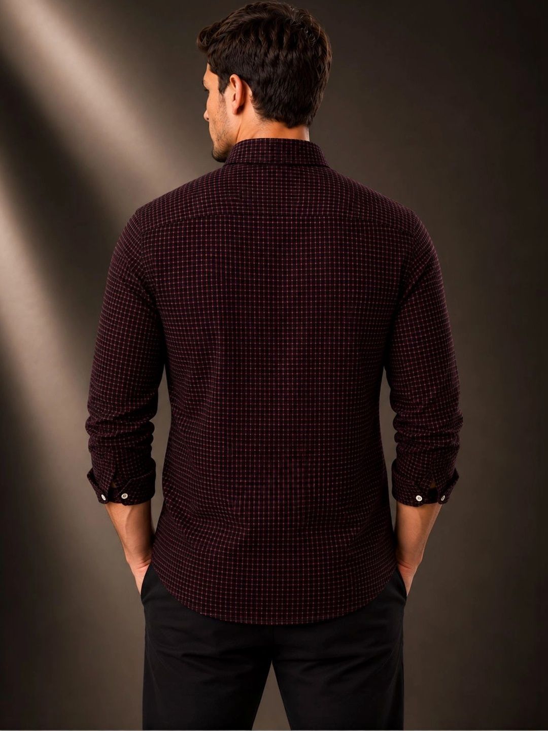 ADRO Men Standard Micro Checked Baju Separa Formal