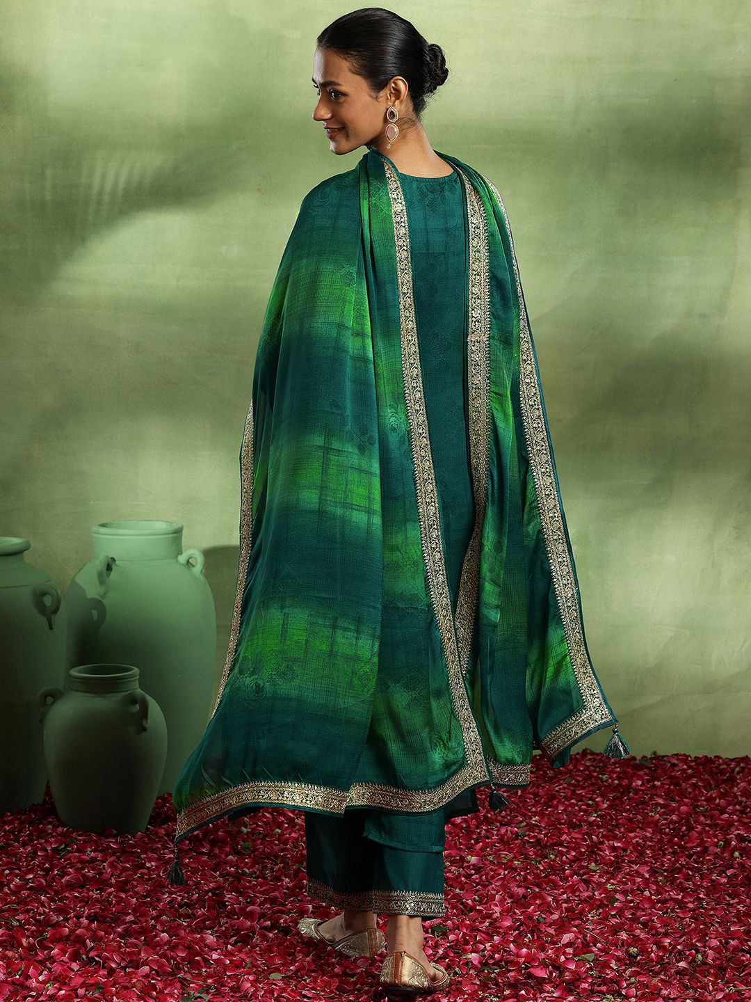 Libas Ethnic Motifs Embroidered Kurta with Palazzo & Dupatta