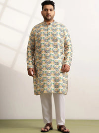 SOJANYA PLUS Men Floral Printed Regular Pure Cotton Kurta with Pyjamas
