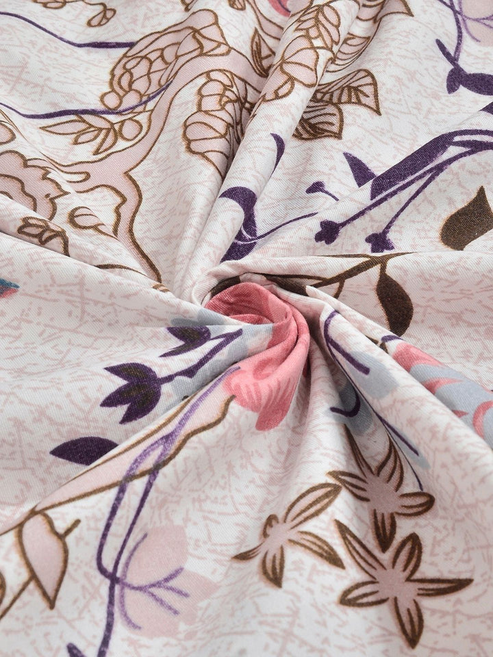 Aura White & Pink Floral 300 TC Set Cadar Double King-2.50 m x 2.25 m
