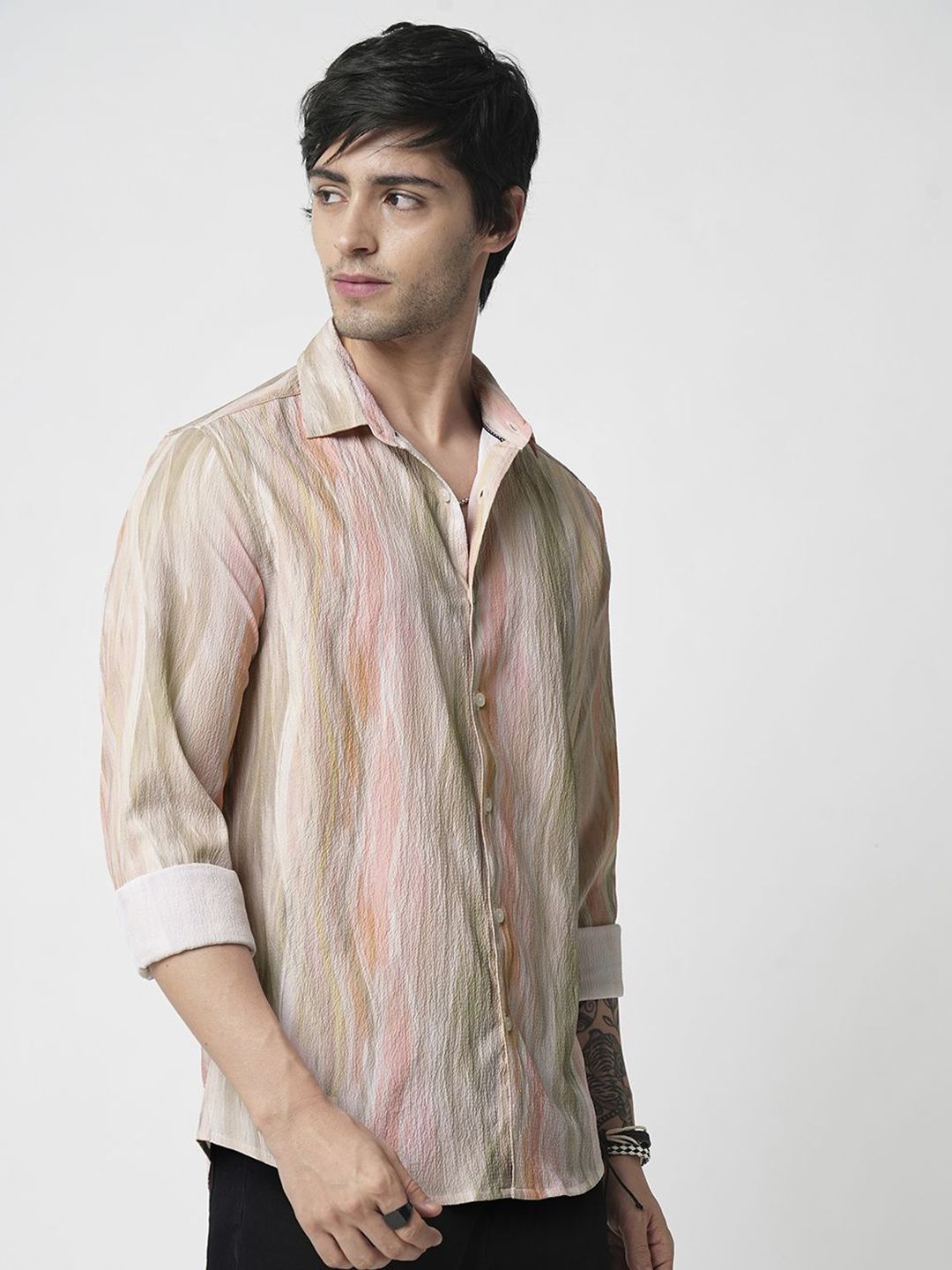 VASTRADO Men Classic Spread Collar Abstract Printed Slim Fit Casual Shirt