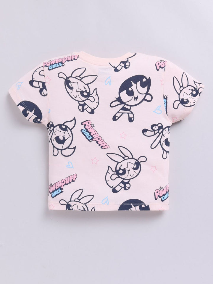 Happy Faces Kids Girls Powerpuff Girls Printed Pure Cotton T-Shirt