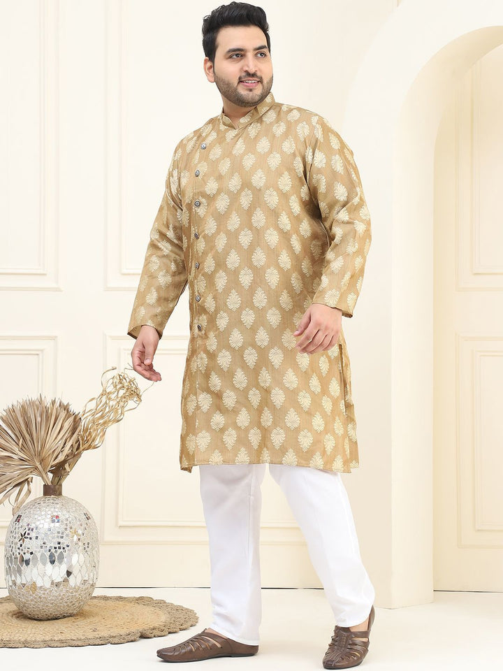 SOJANYA PLUS Plus Size Ethnic Motifs Thread Work Straight Kurta with Pyjamas