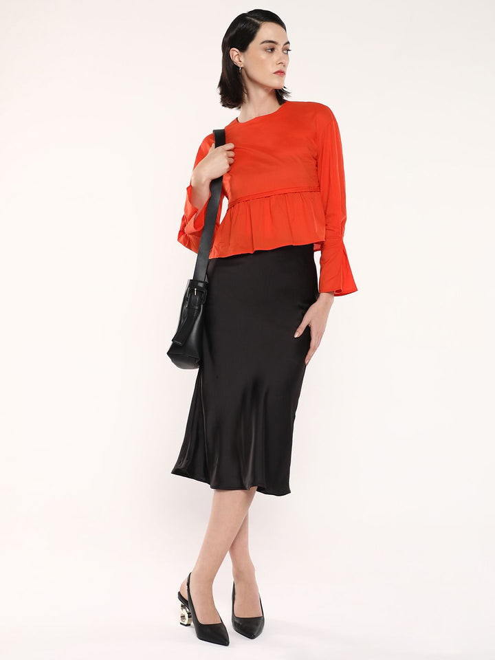 RAREISM Solid Round Neck Cotton Top