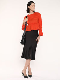 RAREISM Solid Round Neck Cotton Top