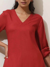 trueBrowns Maroon Viscose Co-ord Set