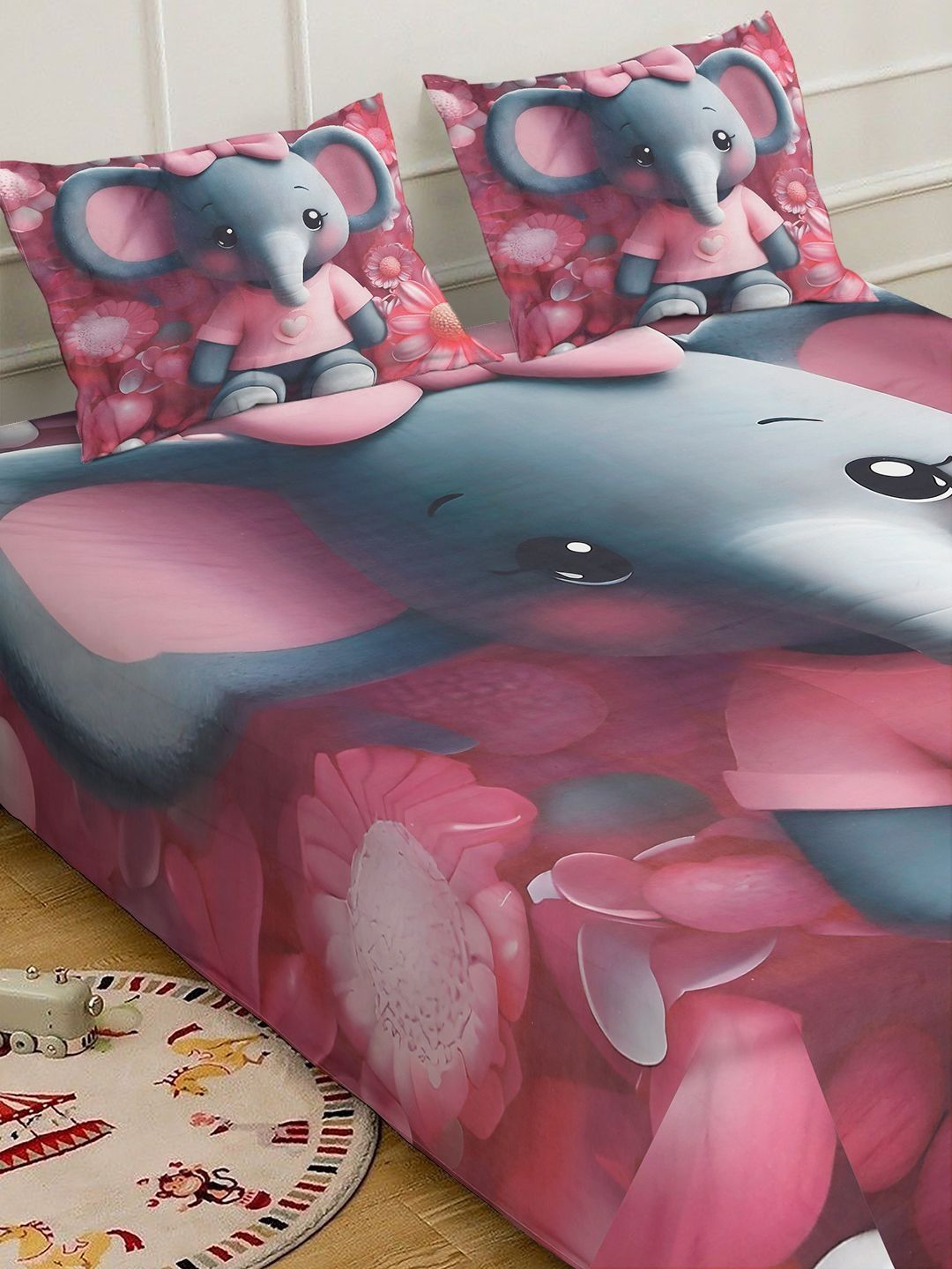 KLOTTHE Red Animal Printed 400 TC King Superfine Bedsheets