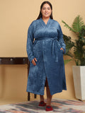 KLOTTHE Women Plus Size Woollen Bath Robe With Belt