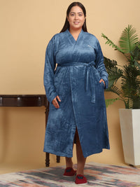 KLOTTHE Women Plus Size Woollen Bath Robe With Belt